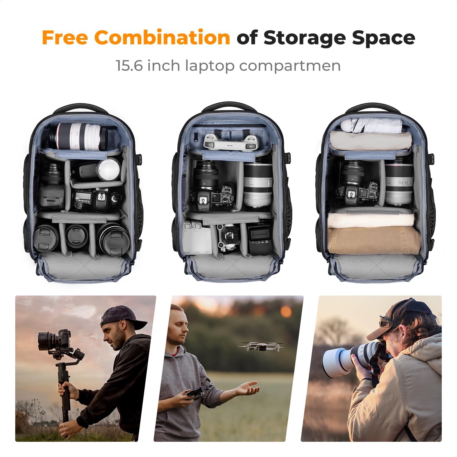 K&F CONCEPT Camera Backpack,25 - đánh giá và giá Laptop Backpack 15.6