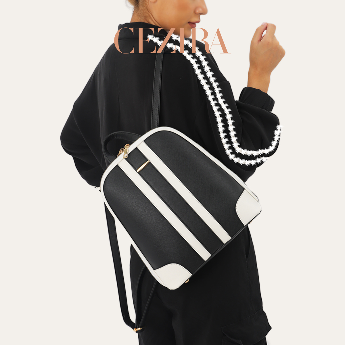 CR Fashion Stripes Patchwork B - đánh giá và giá Fashion Backpack Women