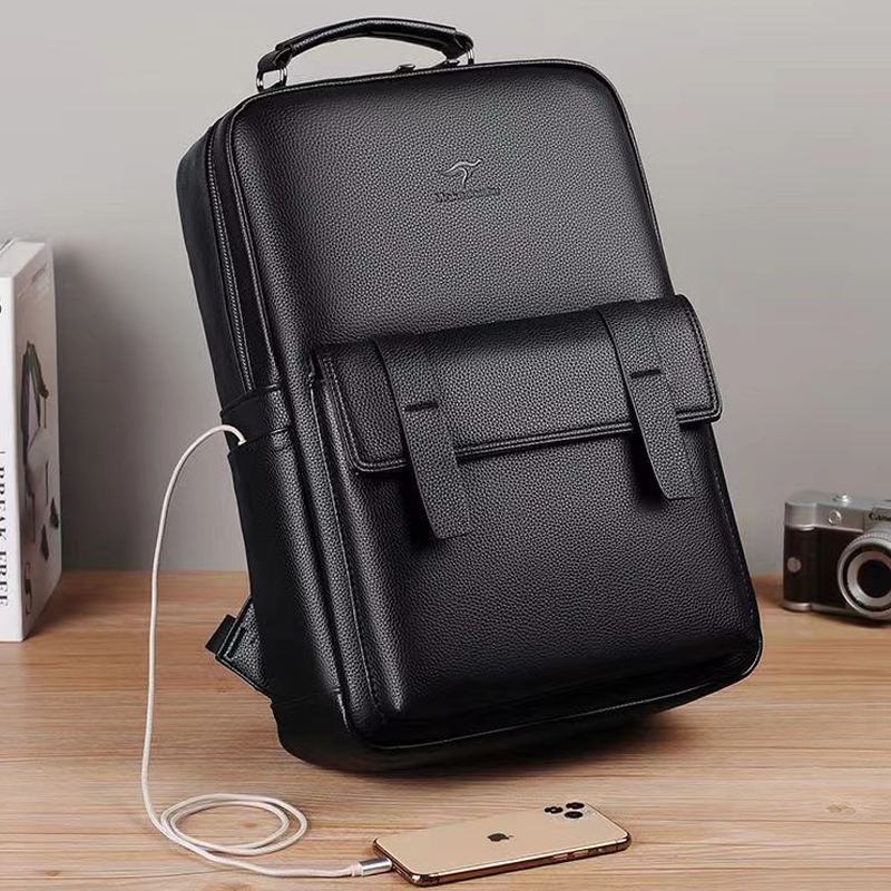Men's luxury leather backpack  - đánh giá và giá Laptop Backpack 15.6